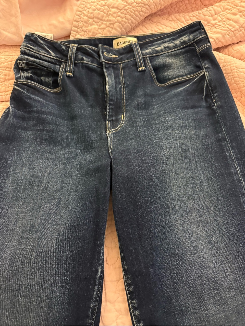 L'AGENCE Straight Leg Jeans in Dark Blue Wash